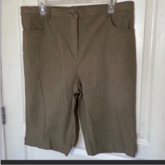 Coconut Row Bermuda Shorts Tan Khaki Beige Neutral Stretchy Shorts Longer Length - Picture 8 of 16